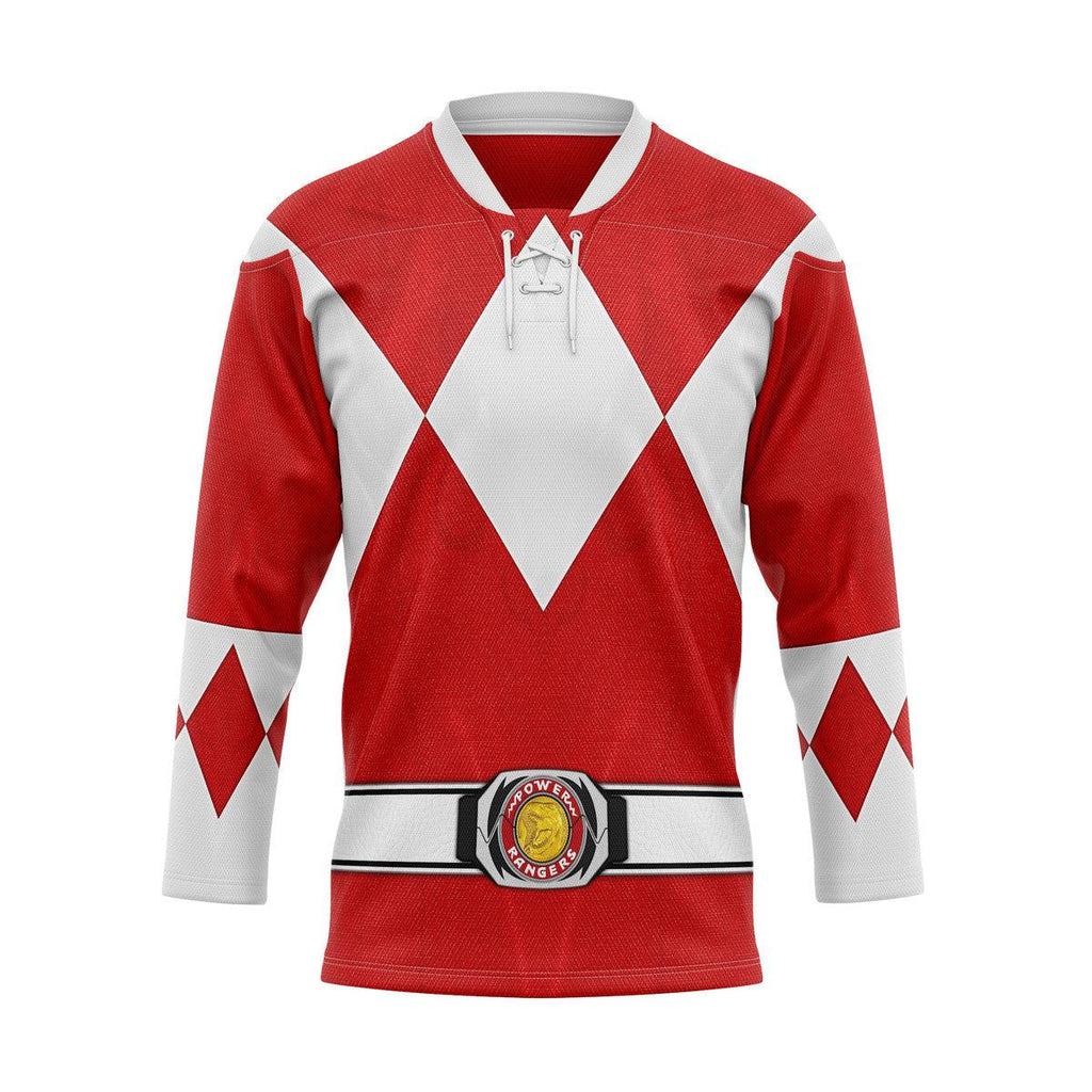 Red Ranger Mighty Morphin Hockey Jersey - Gearhomie.com