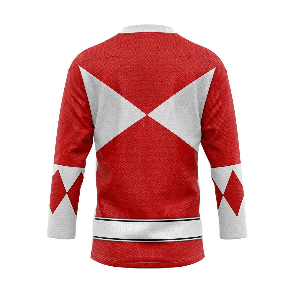Red Ranger Mighty Morphin Hockey Jersey - Gearhomie.com