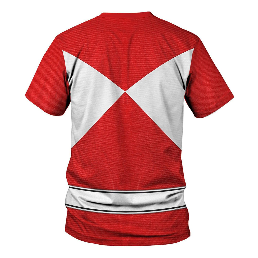 Red Ranger Mighty Morphin Hoodies Sweatshirt T-shirt Hawaiian Tracksuit - Gearhomie.com