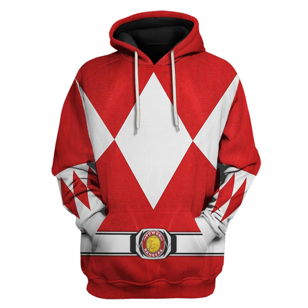 Red Ranger Mighty Morphin Hoodies Sweatshirt T-shirt Hawaiian Tracksuit - Gearhomie.com