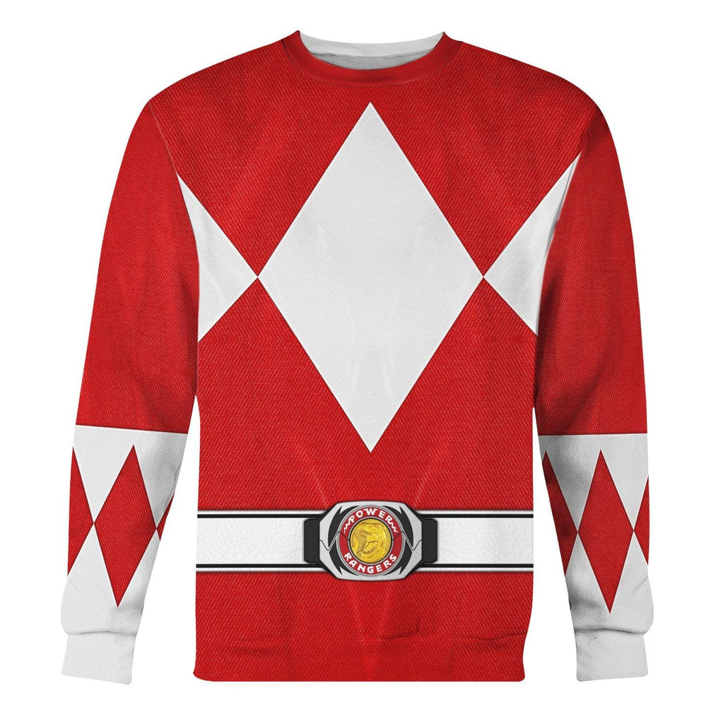 Red Ranger Mighty Morphin Hoodies Sweatshirt T-shirt Hawaiian Tracksuit - Gearhomie.com