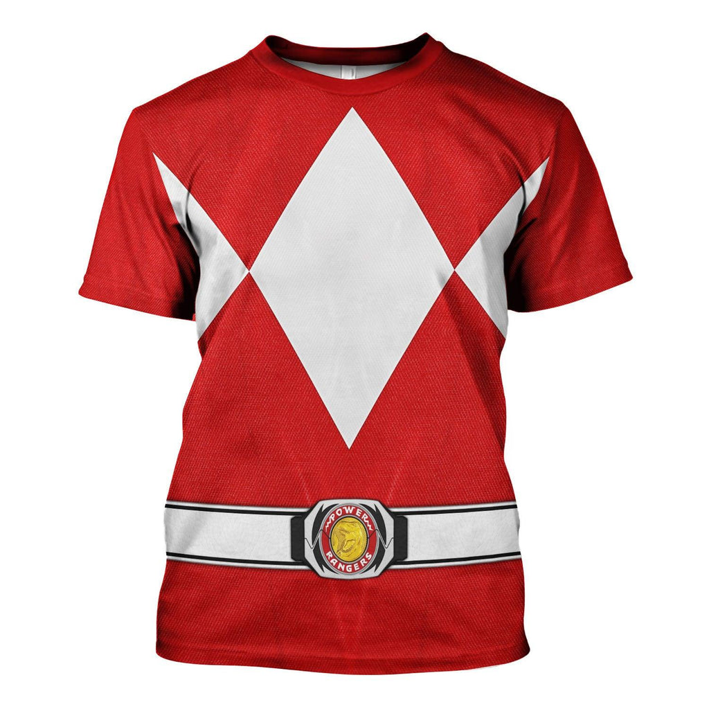 Red Ranger Mighty Morphin Hoodies Sweatshirt T-shirt Hawaiian Tracksuit - Gearhomie.com