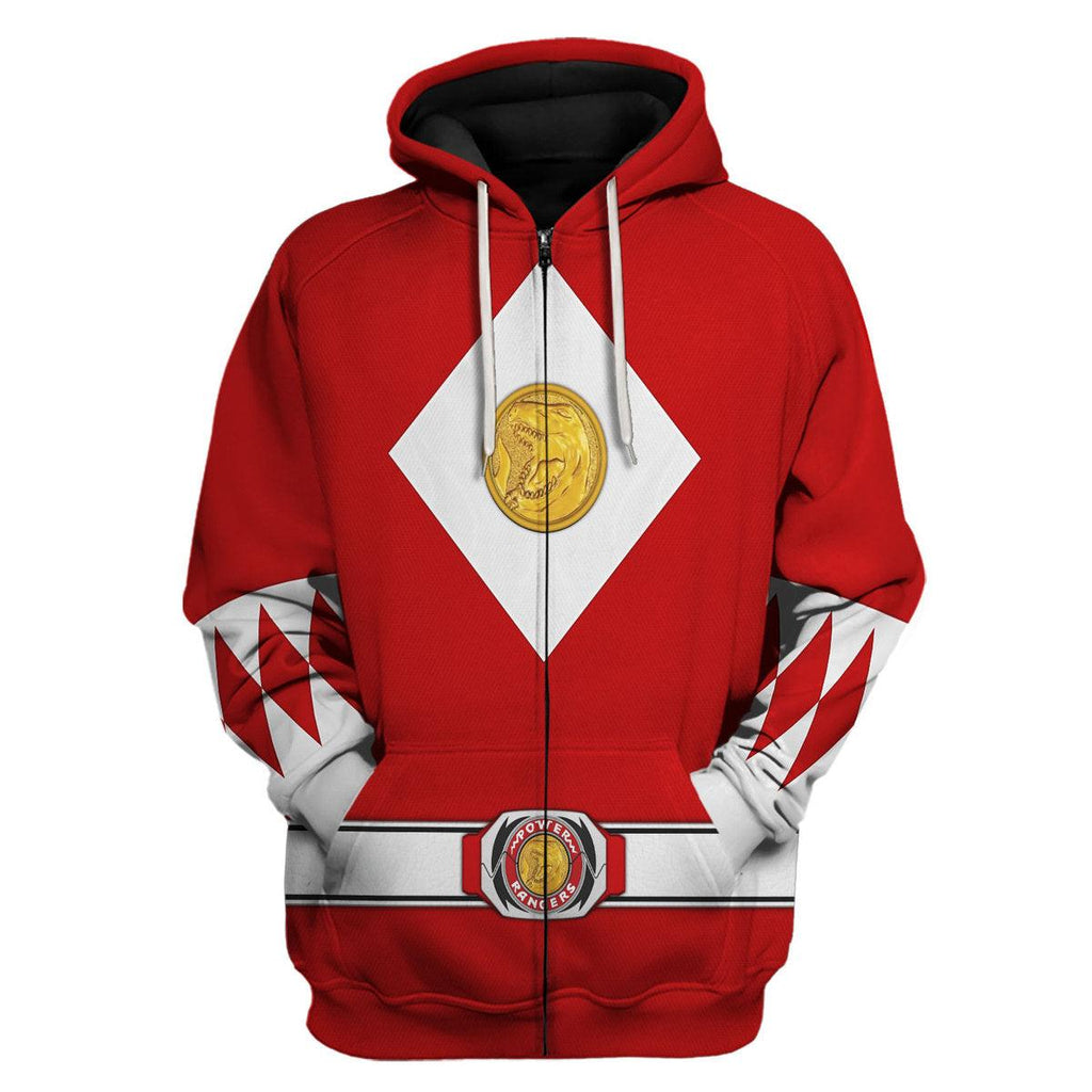 Red Ranger Mighty Morphin The Movie (1995) Hoodies Sweatshirt T-shirt Hawaiian - Gearhomie.com