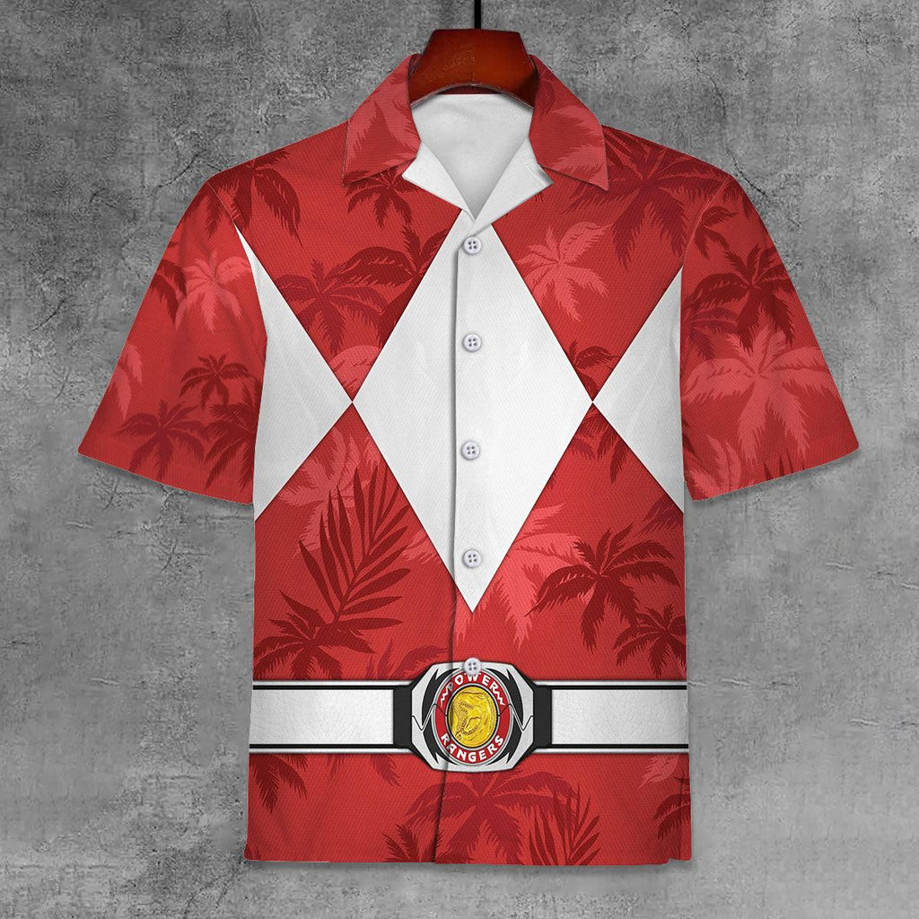 Red Ranger x Tommy Vercetti Hawaiian Shirt Beach Shorts - Gearhomie.com