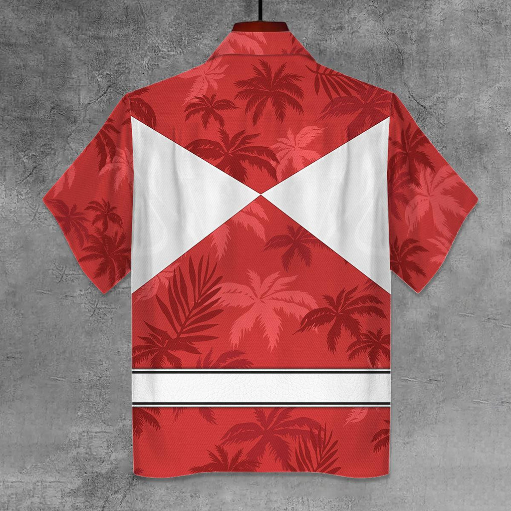 Red Ranger x Tommy Vercetti Hawaiian Shirt Beach Shorts - Gearhomie.com