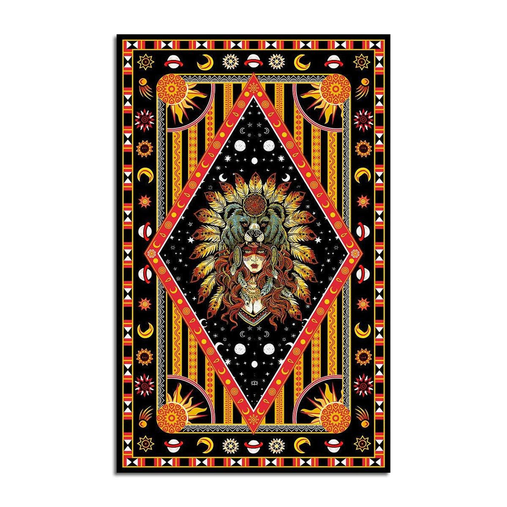 Wolf Native American Culture Girl Rug - DucG