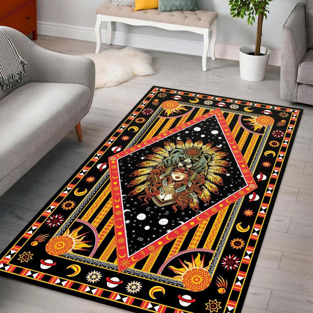 Wolf Native American Culture Girl Rug - DucG