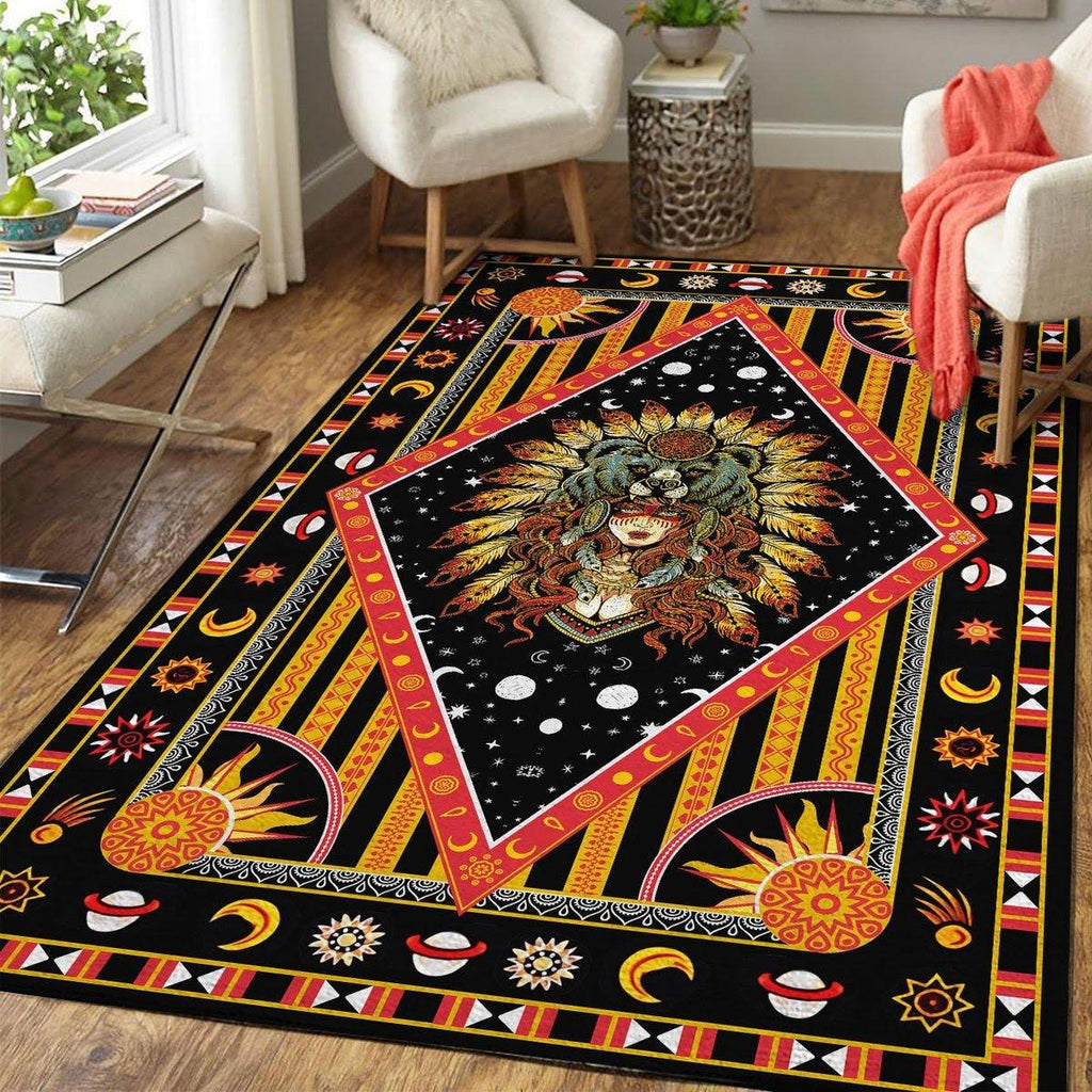 Wolf Native American Culture Girl Rug - DucG