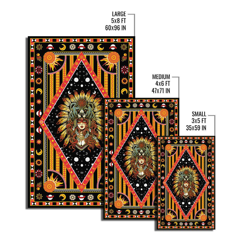 Wolf Native American Culture Girl Rug - DucG