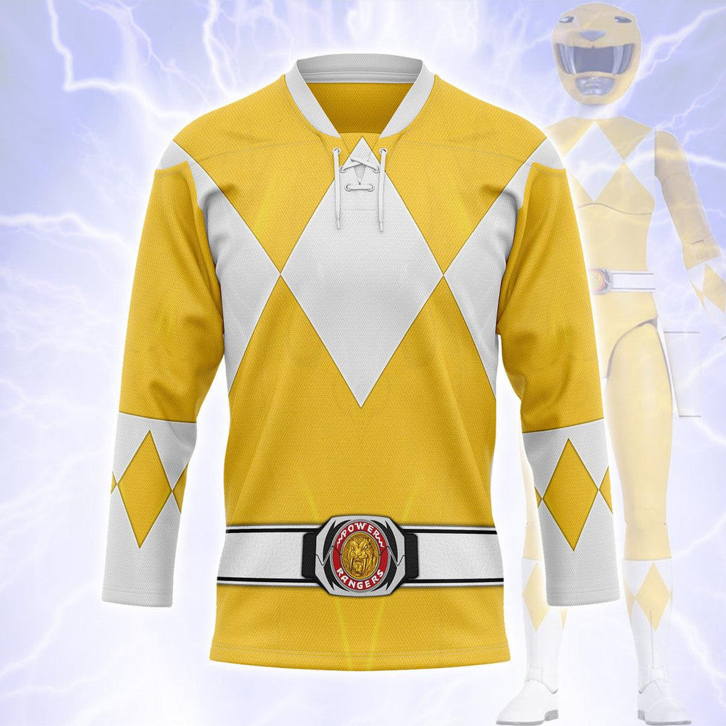 Yellow Ranger Mighty Morphin Hockey Jersey - Gearhomie.com