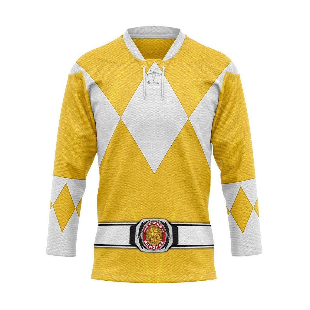 Yellow Ranger Mighty Morphin Hockey Jersey - Gearhomie.com