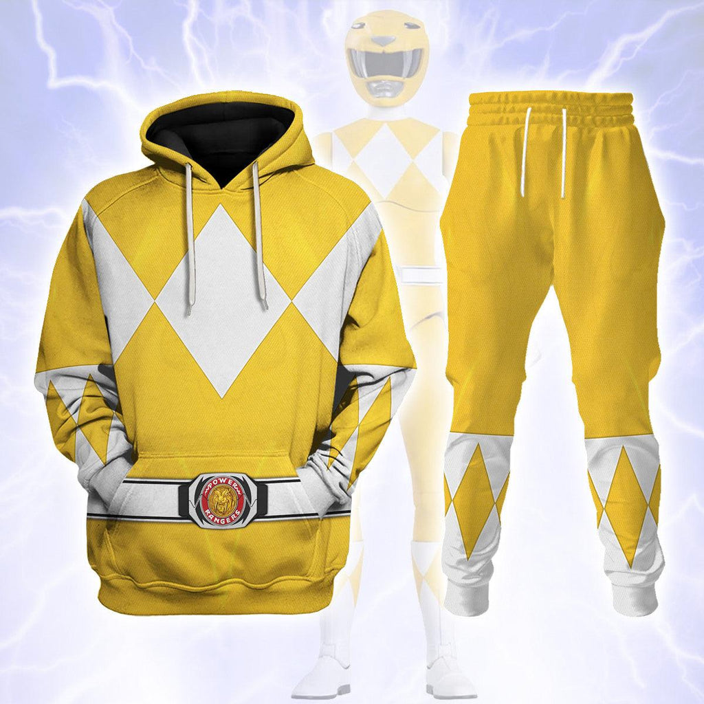 Yellow Ranger Mighty Morphin Hoodies Sweatshirt T-shirt Hawaiian Tracksuit - Gearhomie.com