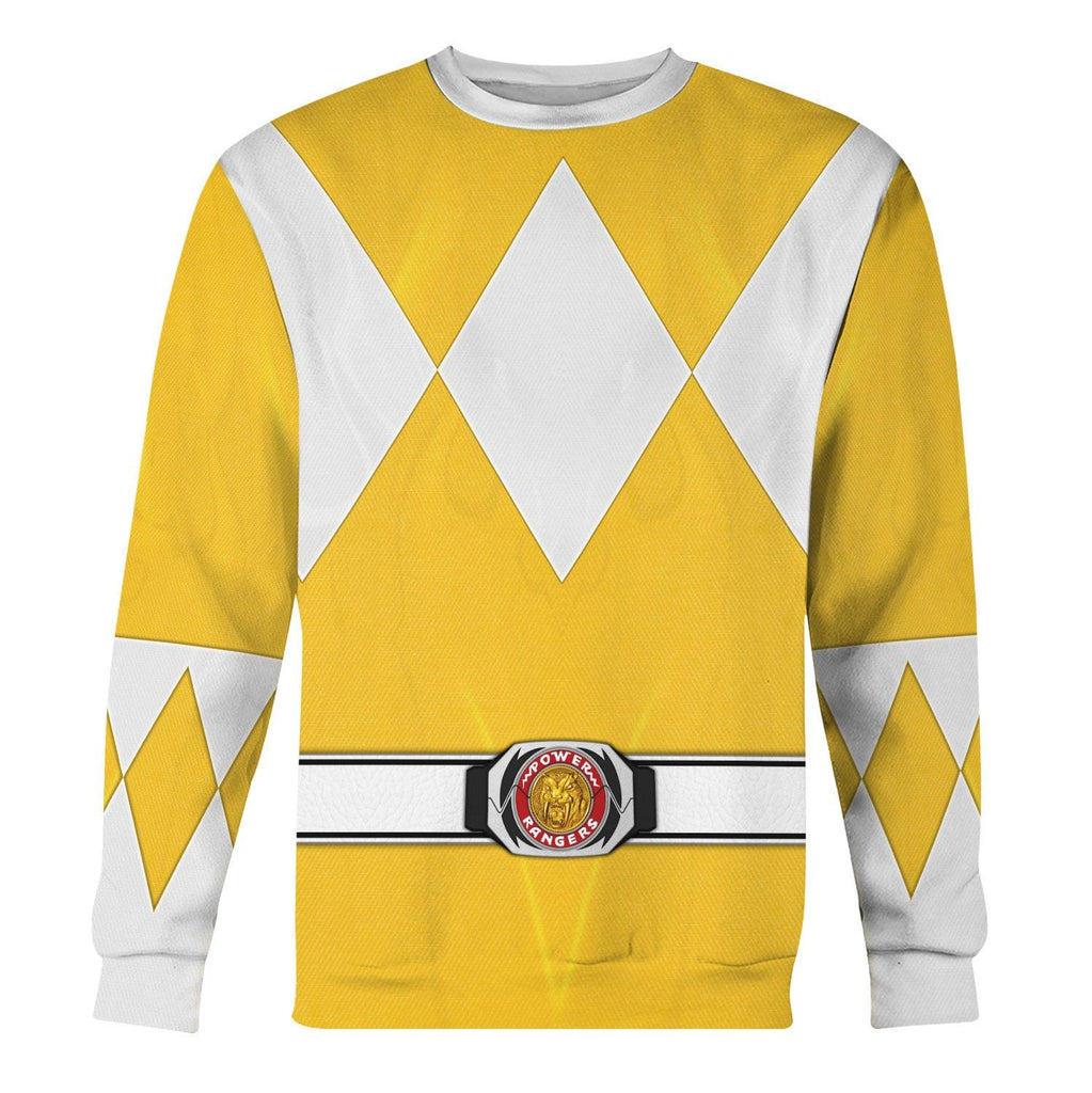 Yellow Ranger Mighty Morphin Hoodies Sweatshirt T-shirt Hawaiian Tracksuit - Gearhomie.com