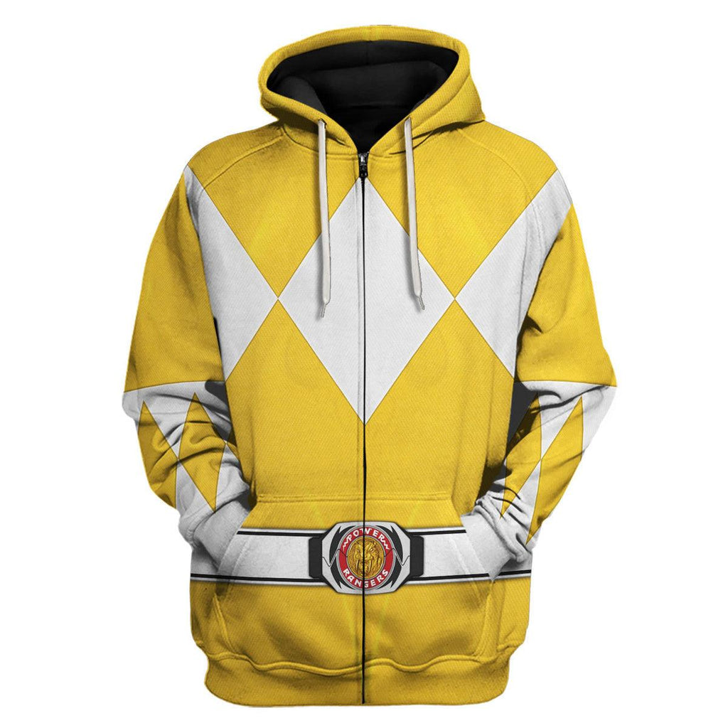 Yellow Ranger Mighty Morphin Hoodies Sweatshirt T-shirt Hawaiian Tracksuit - Gearhomie.com